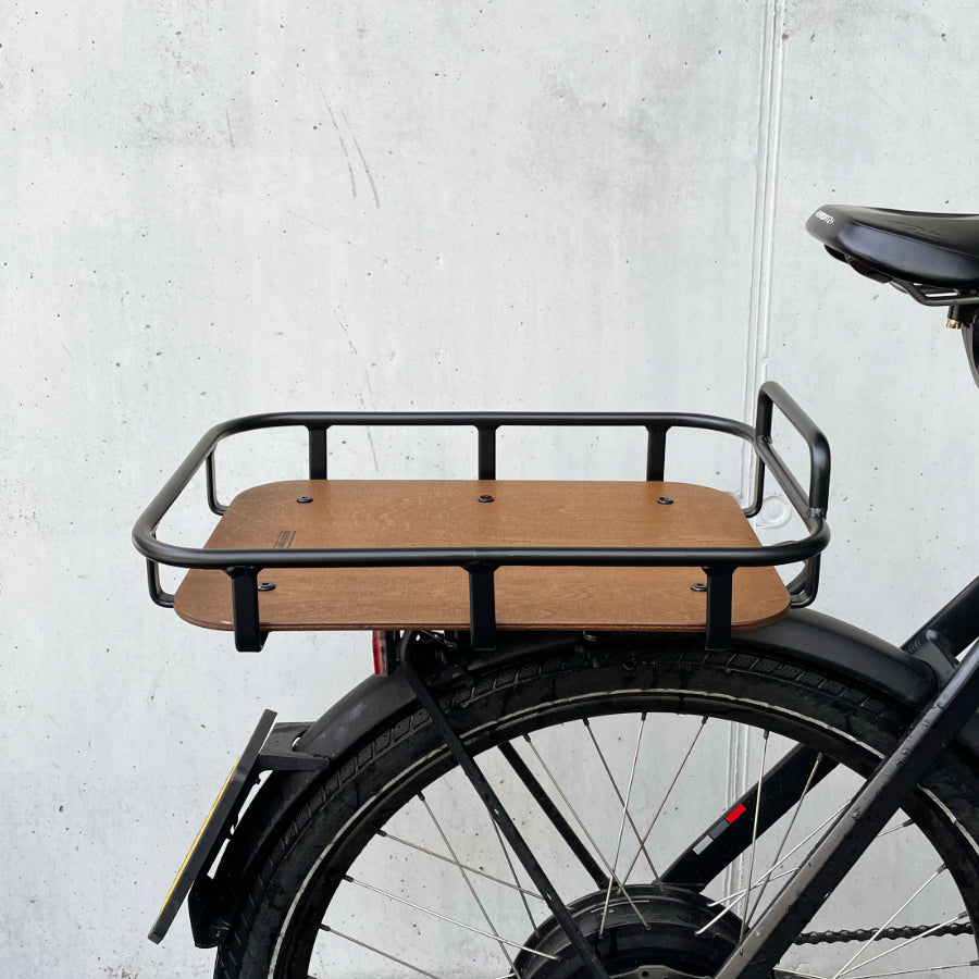 Velokorb PACKI Nussbaum Holz Gepäckträger hinten