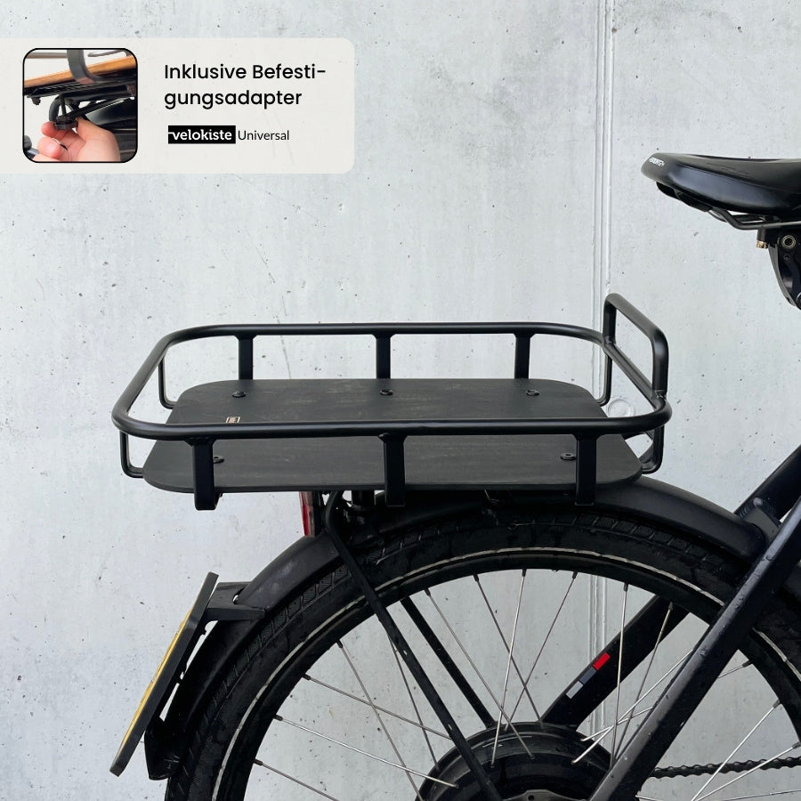 Velokorb PACKI Ebenholz Holz Gepäckträger hinten